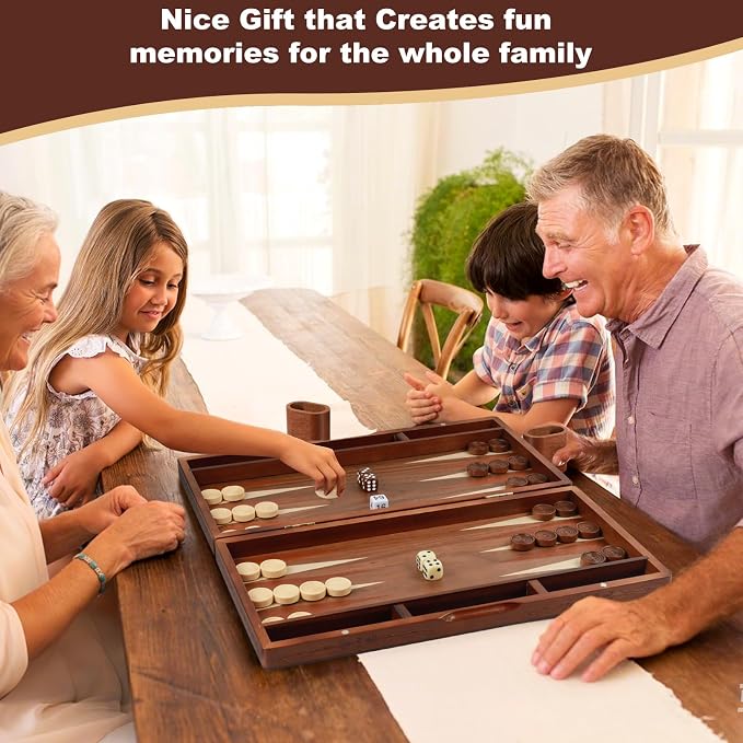 Handcrafted Wooden Backgammon Set, Classic Two-Player Strategy Board Premium - Image 2
