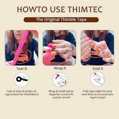 5 PCS Thimble Tape for Hand Sewing, Adjustable Sewing Thimble Finger Protector - Image 7