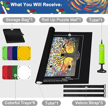 Napzy Puzzle Mat-Jigsaw Puzzles Matt Roll Up to 3000pcs Roll-up Puzzled Board - Image 7