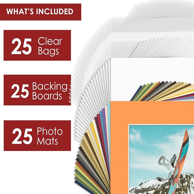 Mat Board Center, 11x14 for 8x10 Mix Color Picture Mat Sets - Image 3