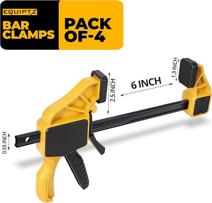 6 inch Bar Clamps for Woodworking – 4 Pack Quick Grip Clamps Set - Image 2