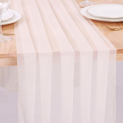 Beige Chiffon Table Runner 10ft Long Romantic Wedding Table Runners 30 x 120 by RUIYOK