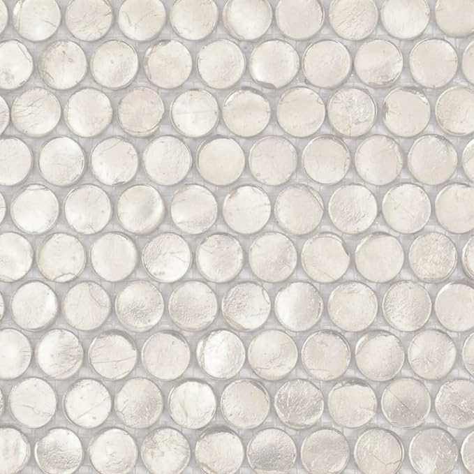 Silver Penny Round Mosaic Glass Tile – 12.2 x 12.2 Inch - Image 4