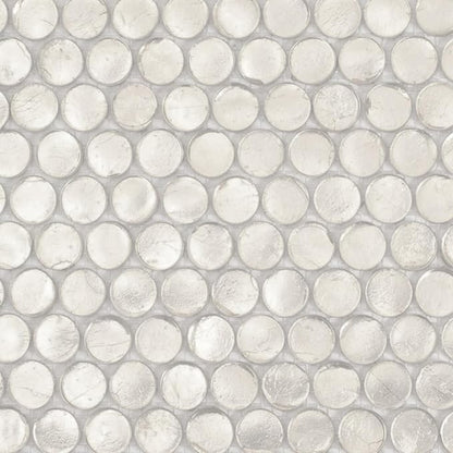 Silver Penny Round Mosaic Glass Tile – 12.2 x 12.2 Inch - Image 4