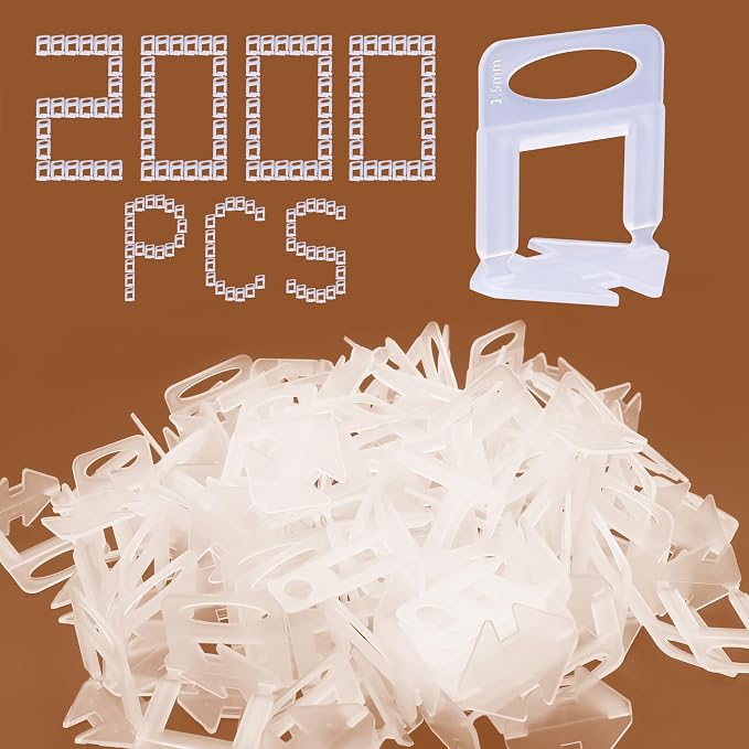 2000 PCS Tile Leveling System Clips 1/16'' 2000-Piece Tiles Leveler Spacers Tool - Image 2