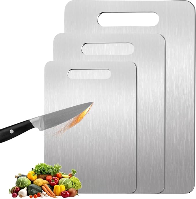 3 Pack Titanium Cutting Boards for Kitchen, 100% Pure Titanium, Cutting Edge by Unknown