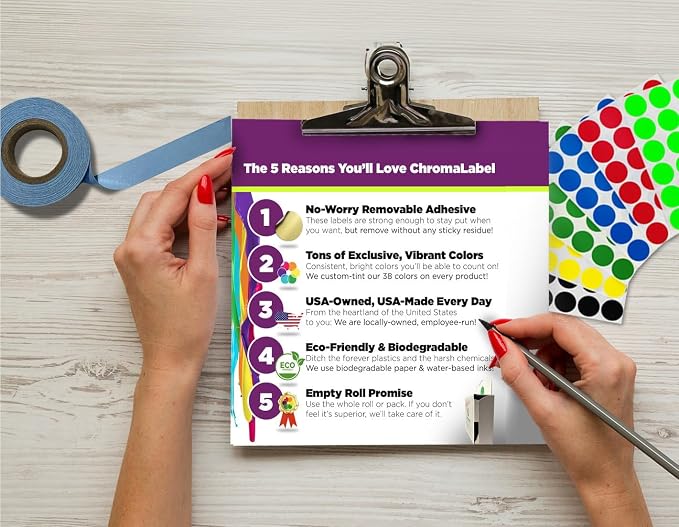ChromaLabel 1 Inch Circle Sticker Labels, High Visibility Round Colored Stickers - Image 2