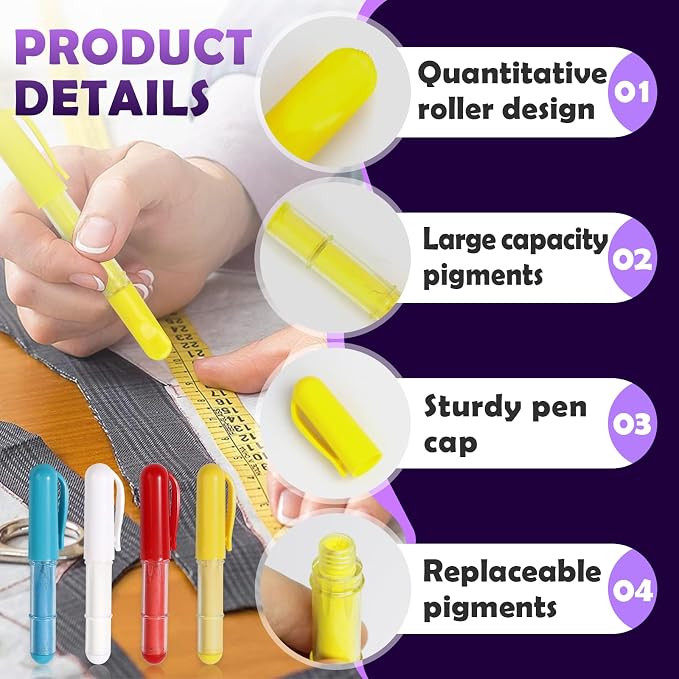 4PCS Sewing Chalk for Fabric, Wipeable and Washable Fabric Chalk for Sewing - Image 4