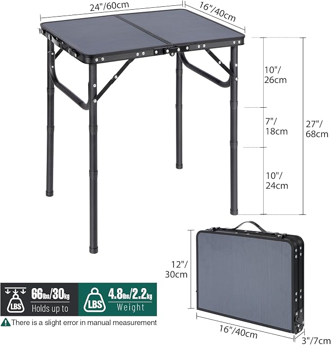RedSwing Small Folding Table Adjustable Height, Lightweight and Portable - Image 3