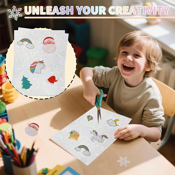 20 Sheets Holographic Sticker Paper, 8.5x11 Inch Clear Printable Vinyl Sticker - Image 6