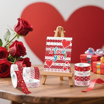 12 Rolls Love Heart Washi Tape Set, Wedding Party, Junk Journal, Scrapbooking - Image 7