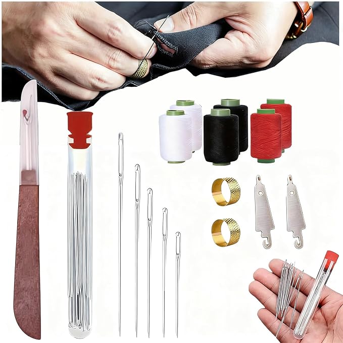 Big Eye Steel Sewing Needles Kit, 37-Piece Stainless Steel Hand Sewing Set - Image 3