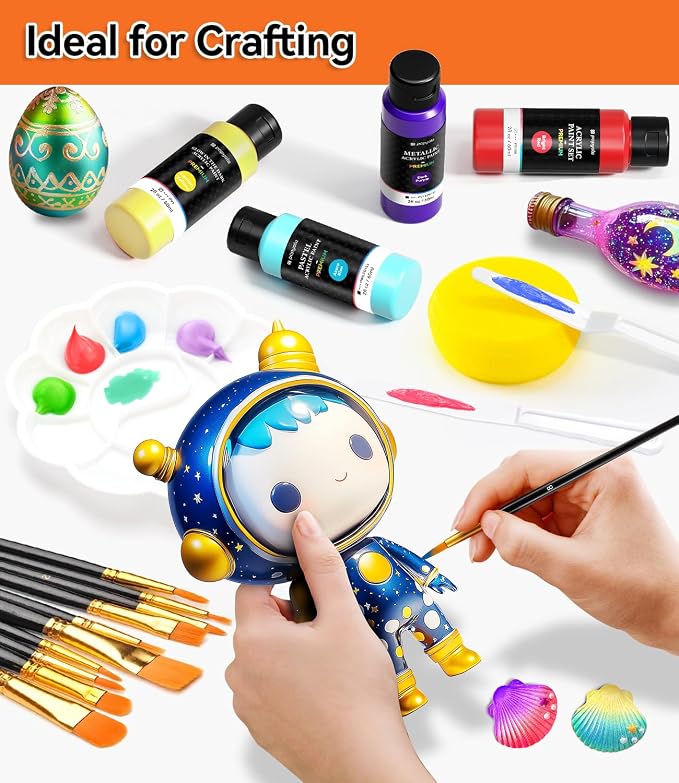 64 PCS Classic & Pastel & Metallic & Glow in the Dark Acrylic Paint Set - Image 8