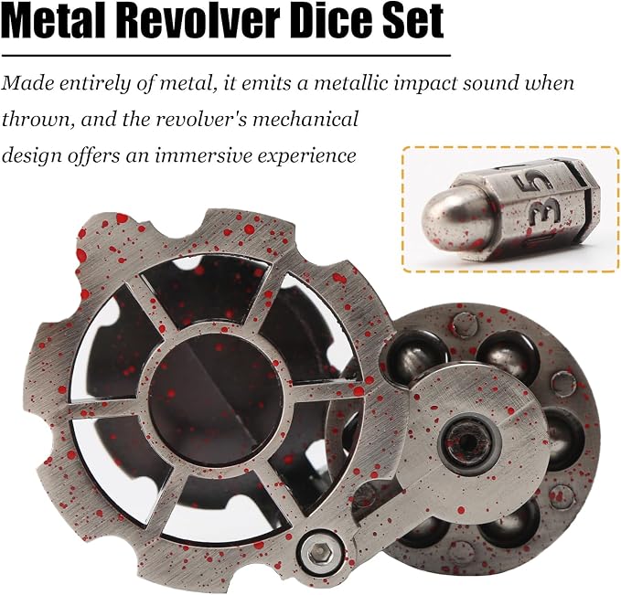 Bullet Dice, Revolver Bullet Metal Dice Set - Image 3