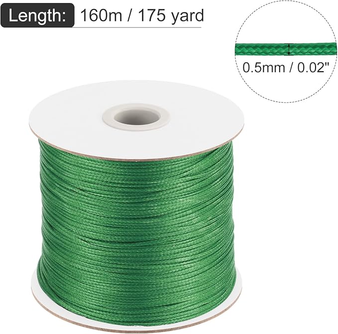 MECCANIXITY Waxed Cord 0.5mm Waxed Polyester Cord 175 Yard Wax String - Image 2