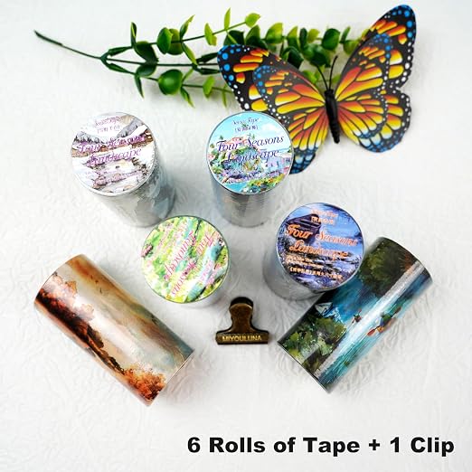 6 Rolls Seasons Landscape Washi Tape Set, 3.15in Large Nature Sticker Tape - Image 2