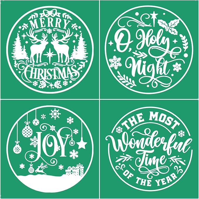 JAJADO Silk Screen Transfers Joy Merry Christmas Silk Screen Stencils Holy by JAJADO