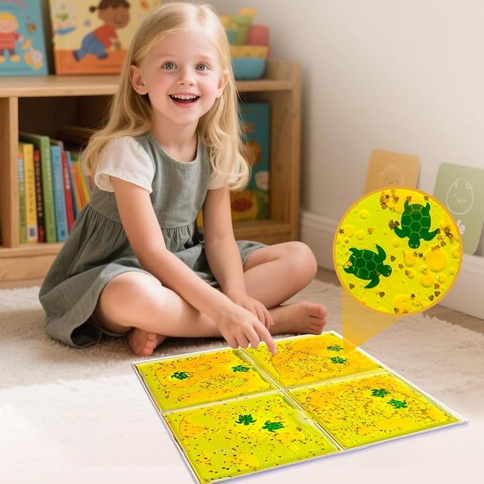 Squishy Liquid Sensory Tiles for Kids Ages 3+ – 12" Soft Tactile Visual Pads - Image 4