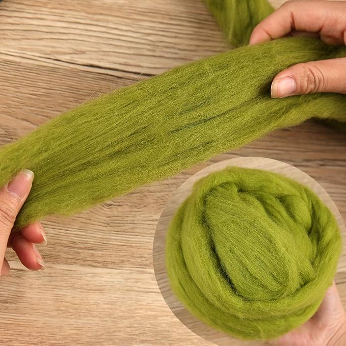 3.53oz Wool Roving Yarn, Wool Felting Supplies, Pure Wools, Chunky Yarn - Image 4