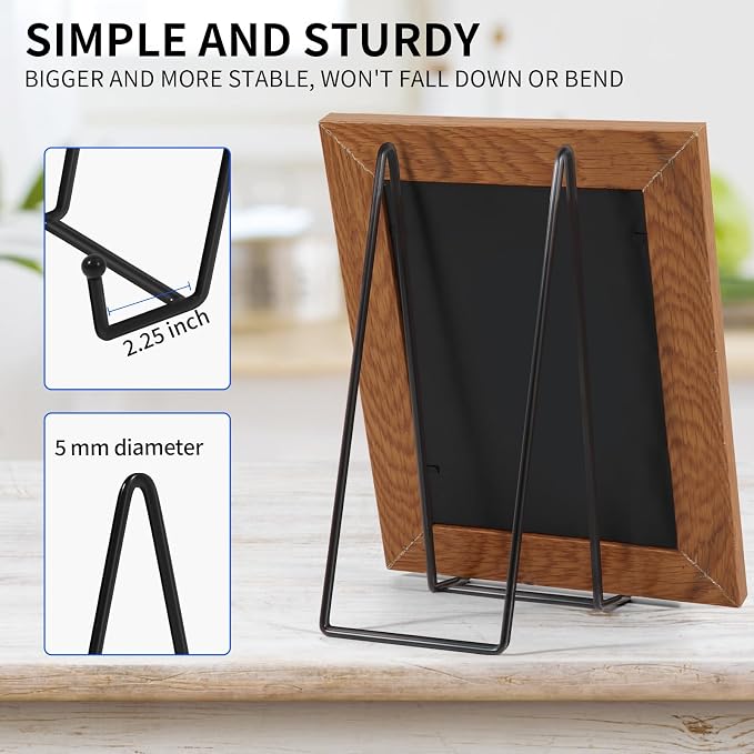 Decolore 5 Pack 10.3 Inch Black Plate Stands Picture Easels - Image 3