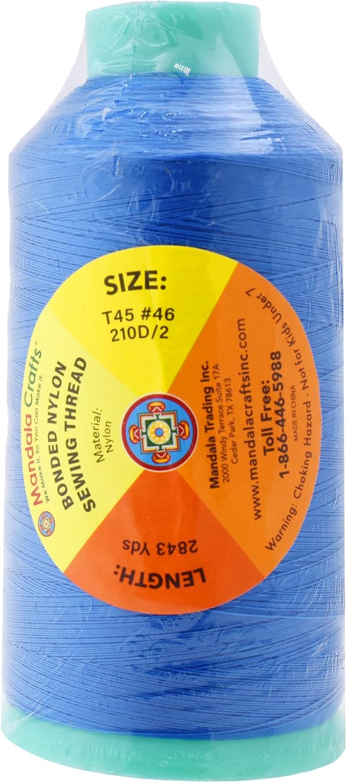 Mandala Crafts Bonded Nylon Thread Sky Blue Heavy Duty Sewing Threads - Image 3