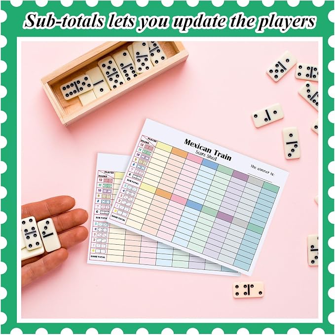 1 Pack 60 Sheets Mexican Train Score Pads Colorful Chicken Foot Dominoes Game - Image 7