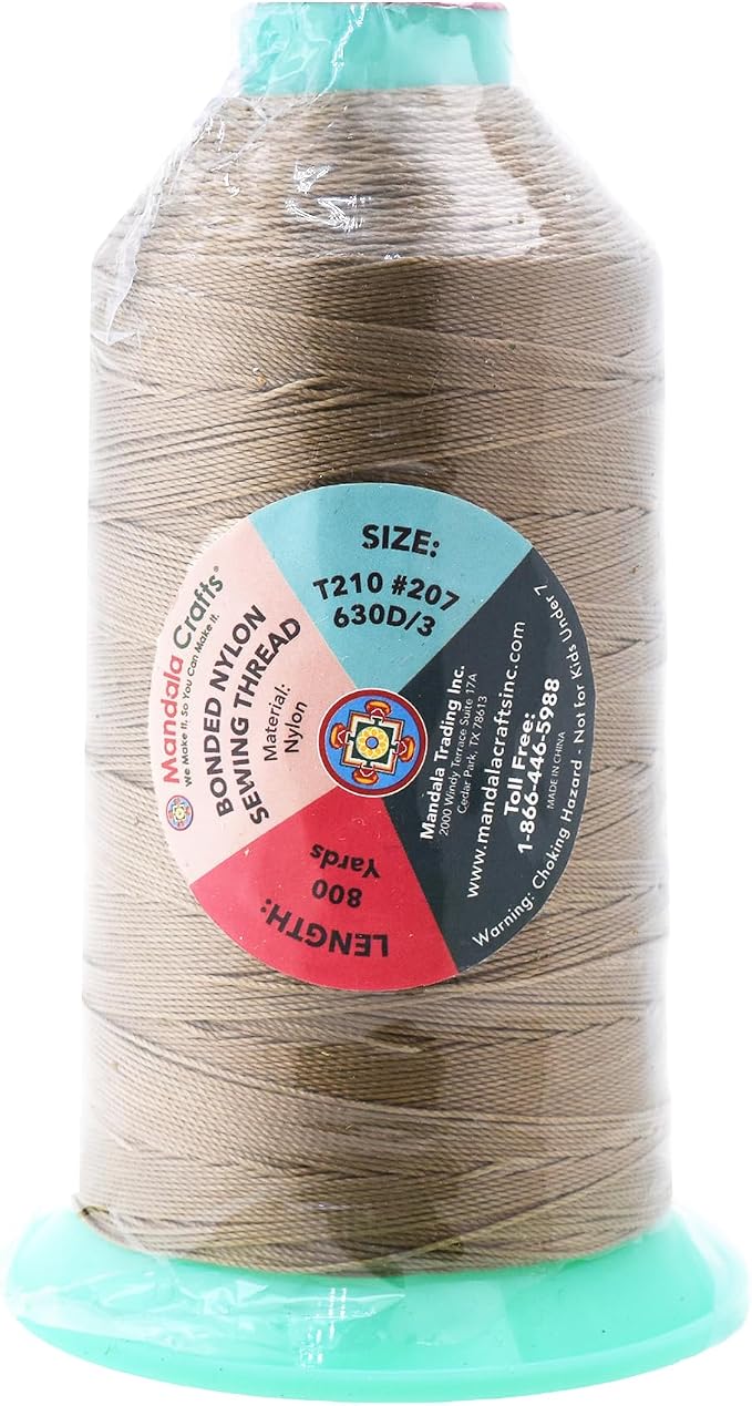 Mandala Crafts Bonded Nylon Thread Khaki Heavy Duty Sewing Threads - Image 3