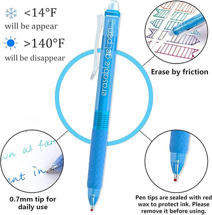 Vanstek 18 Colors Retractable Erasable Gel Pens Clicker, Fine Point, Make - Image 3