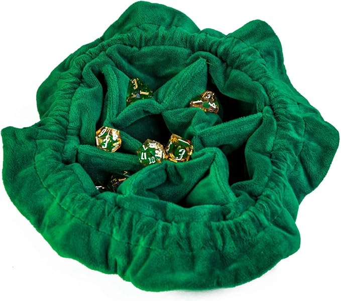 Large Dice Bags D&D with Pockets Green Storage Bag D20 Logo - Image 6