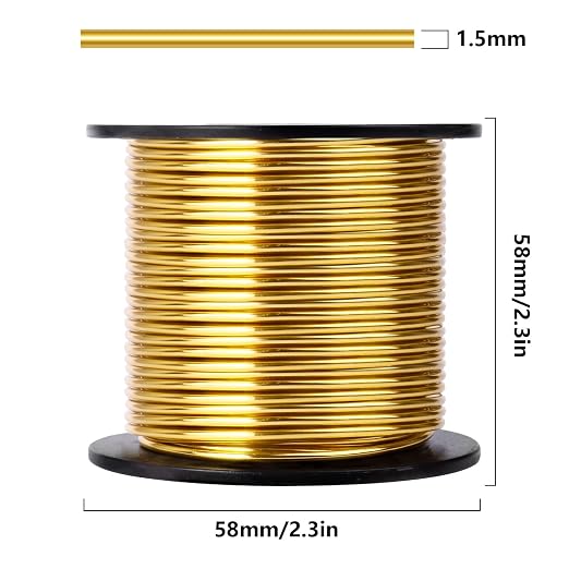 Aluminum Craft Wire, 75 Feet 1.5mm/ 16 Gauge Gold Bendable Soft Metal Aluminum - Image 2