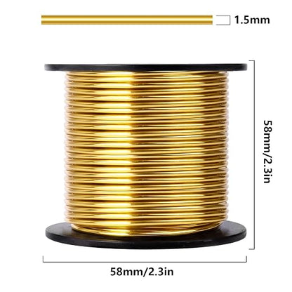 Aluminum Craft Wire, 75 Feet 1.5mm/ 16 Gauge Gold Bendable Soft Metal Aluminum - Image 2