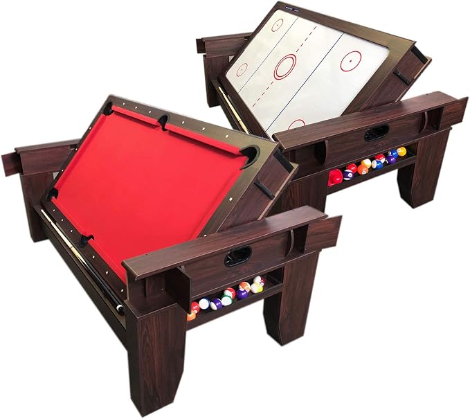 7ft Pool Table Air Hockey 2 in 1 Pool Table Red Felt by Unknown
