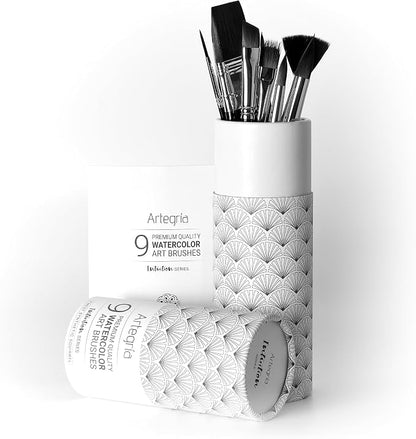 ARTEGRIA Watercolor Brush Set, 9 Professional Soft Synthetic Squirrel Paint - Image 9
