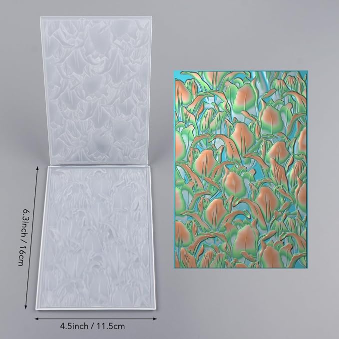 BAOFALI 3D Embossing Folder for Card Making, Leaves Plastic Texture Fades - Image 2
