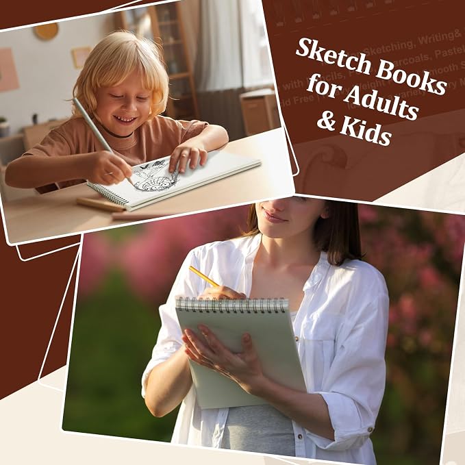 TKOOFN 5.5" x 8.5" Sketch Book, 600 Sheet Top Spiral Bound Premium Sketchbook - Image 7