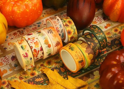 YUBBAEX 10 Rolls Four Seasons Washi Tape Set Yellow Leaves & Flowers Masking - Image 5