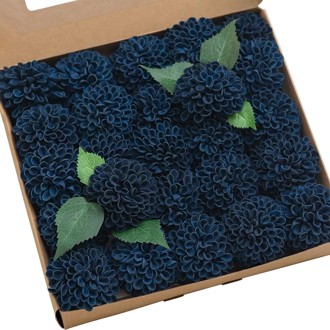 Ling's Moment Navy Blue Dahlia Foam Artificial Flowers Real Touch Faux Fake by LingsMoment