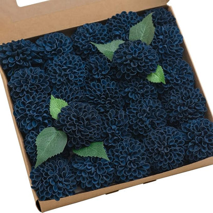 Ling's Moment Navy Blue Dahlia Foam Artificial Flowers Real Touch Faux Fake by LingsMoment