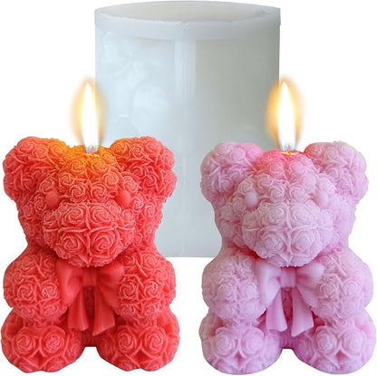 Bowtie Rose Bear Candle Mold by Midnadiy