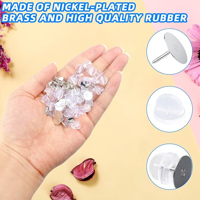 50 Pairs Rubber Butterfly Clutch Backs – Blank Pin Backings Replacement - Image 3