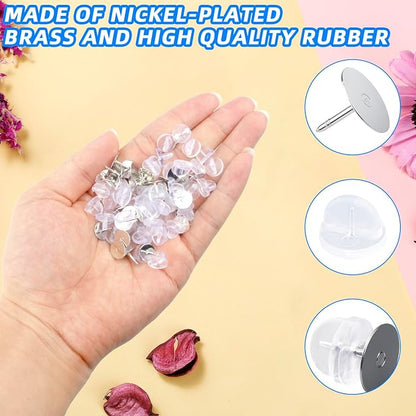 50 Pairs Rubber Butterfly Clutch Backs – Blank Pin Backings Replacement - Image 3