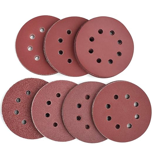 5-Inch 8-Hole Hook and Loop Sanding Discs, 40/80/120/180/240/320/400 Assorted by Aiyard