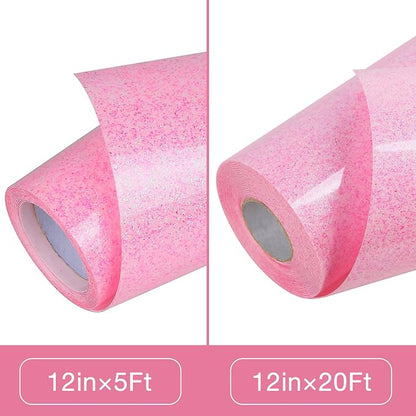 TORC Pink Glitter HTV Heat Transfer Vinyl Roll 12 inch x 5 ft Iron on Vinyl - Image 3