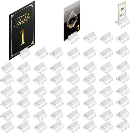 Table Number Place Card Playing Card Holders 60 Pack, Small Clear Acrylic by CUNGLIN