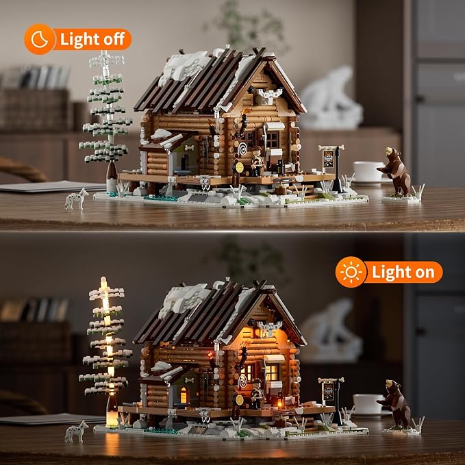 FUNWHOLE Hunting-Cabin Lighting Building-Bricks Set - Image 2