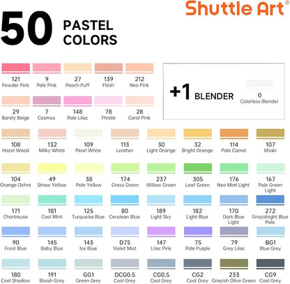 Shuttle Art Pastel Alcohol Markers Brush tip, Dual Tip Brush & Chisel Tip Art - Image 3