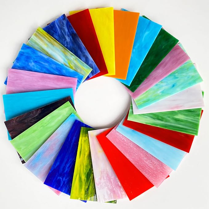 24 Sheets Stained Glass Sheet Rainbow Colors, 6 x 4 inches Cathedral Glass - Image 3