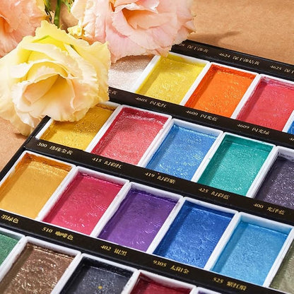 Paul Rubens Watercolor Paint Set, 36 Classical Glittery Colors Solid Paints - Image 3