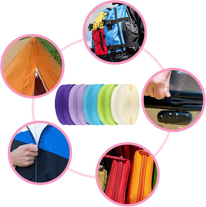 DOITEM 31 Yards 10 Pieces Sewing Zippers #3 Nylon Coil Zippers 10 Colors - Image 7