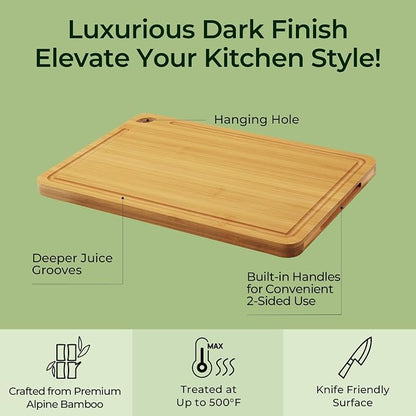 Chopping Board 2-Pcs Natural Bamboo Cutting Board - Image 5